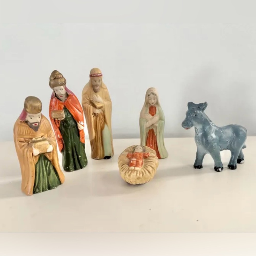 2/$10 Vintage Nativity Scene Figurine Set Ceramic